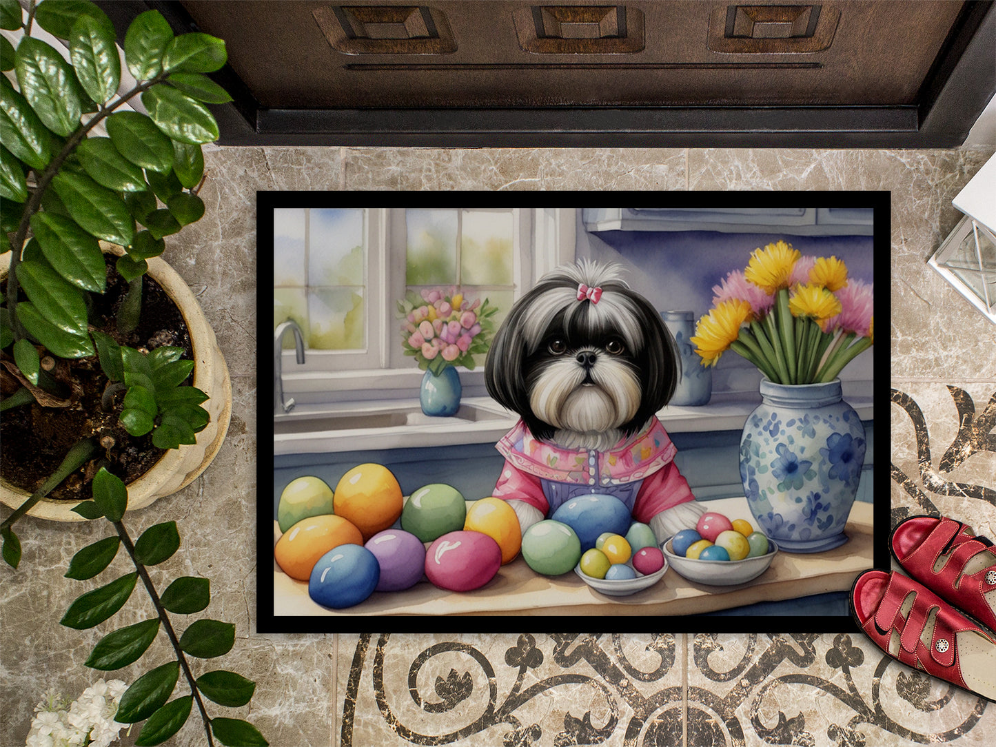 Decorating Easter Shih Tzu Doormat