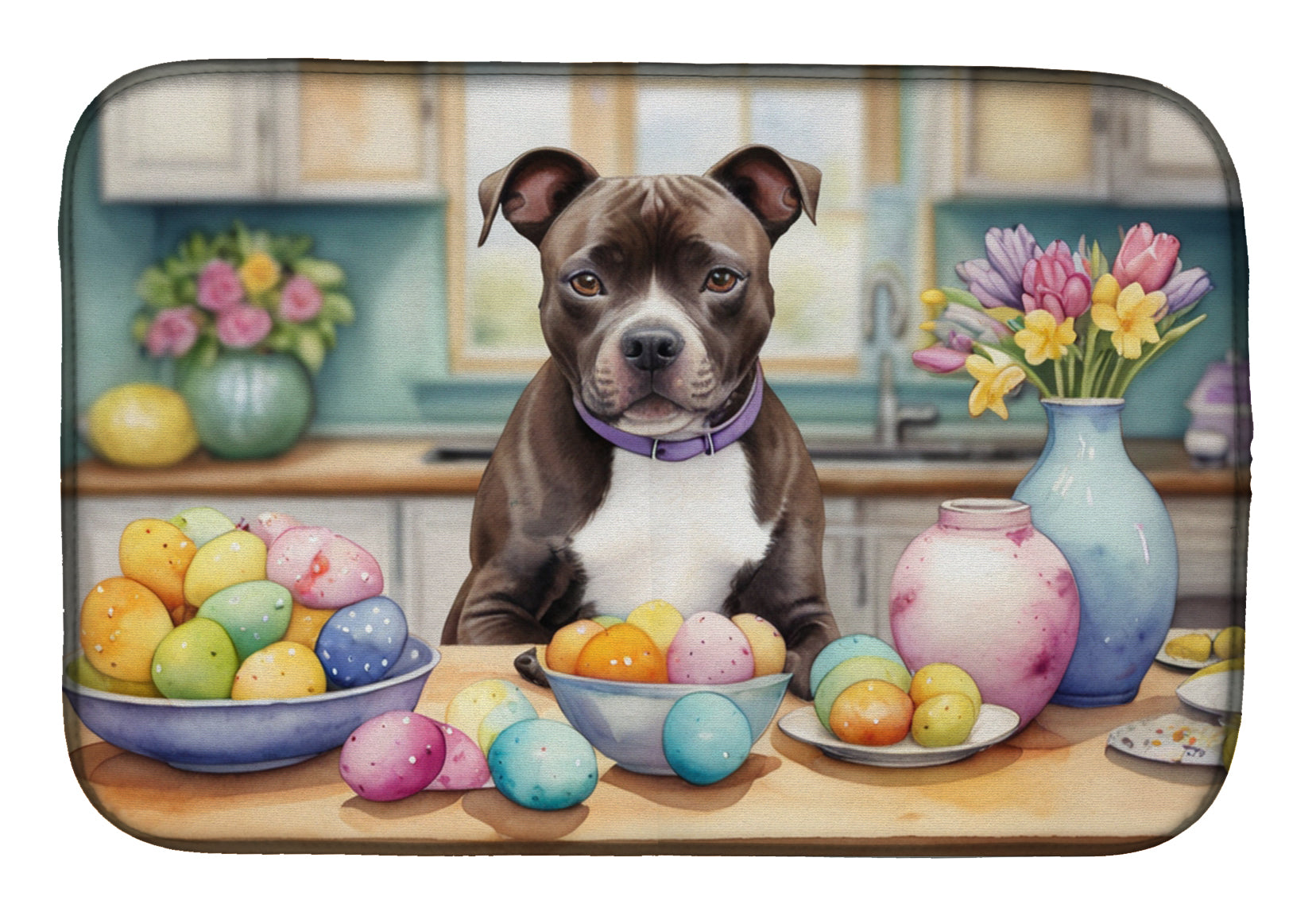 Buy this Decorating Easter Staffordshire Bull Terrier Dish Drying Mat