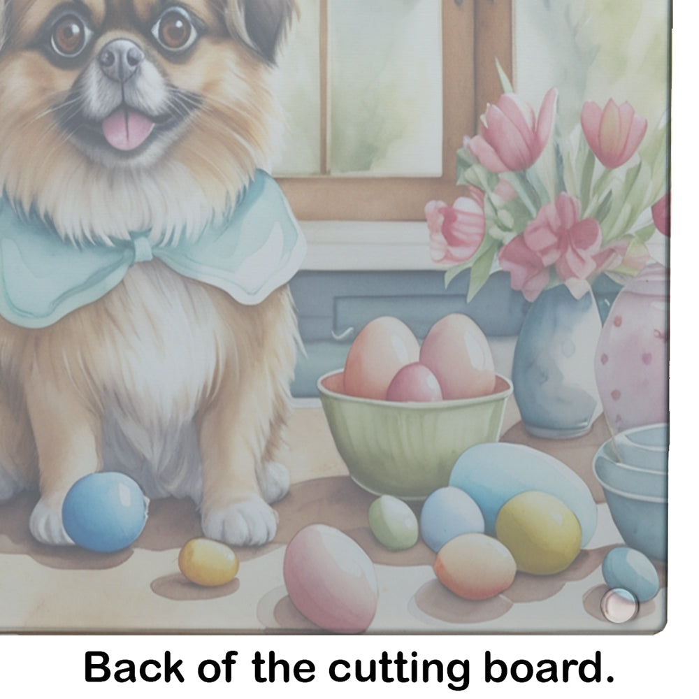 Decorating Easter Tibetan Spaniel Glass Cutting Board