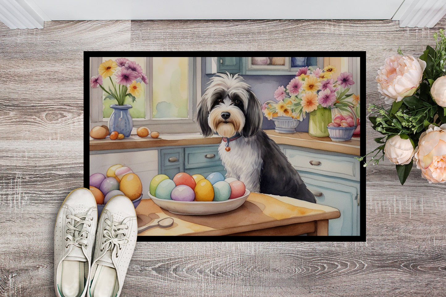 Decorating Easter Tibetan Terrier Doormat