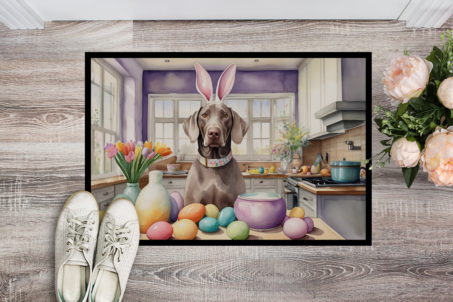 Decorating Easter Weimaraner Doormat