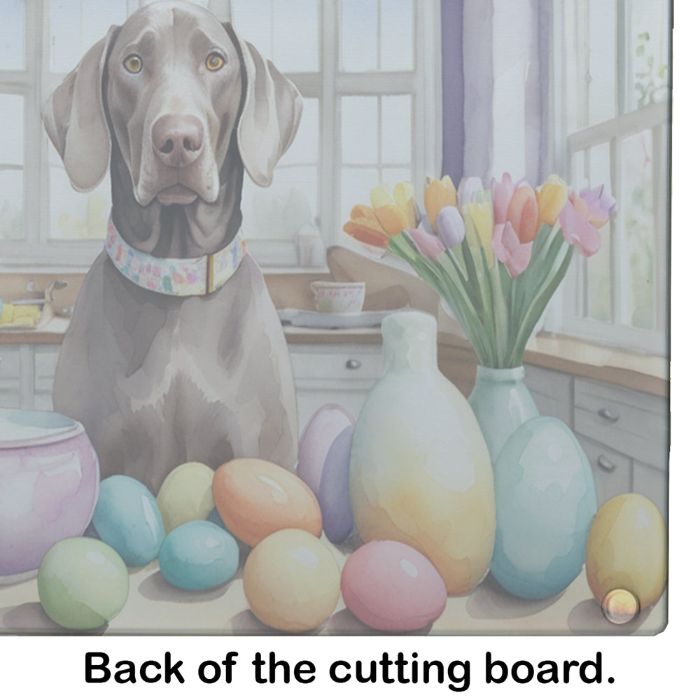 Decorating Easter Weimaraner Glass Cutting Board