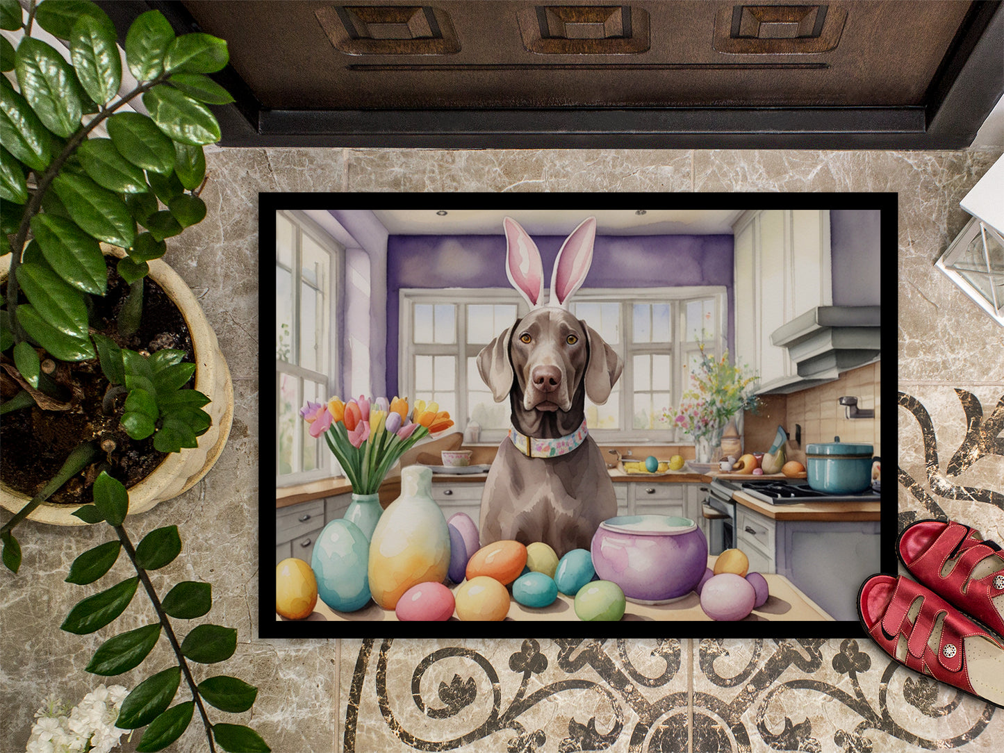 Decorating Easter Weimaraner Doormat