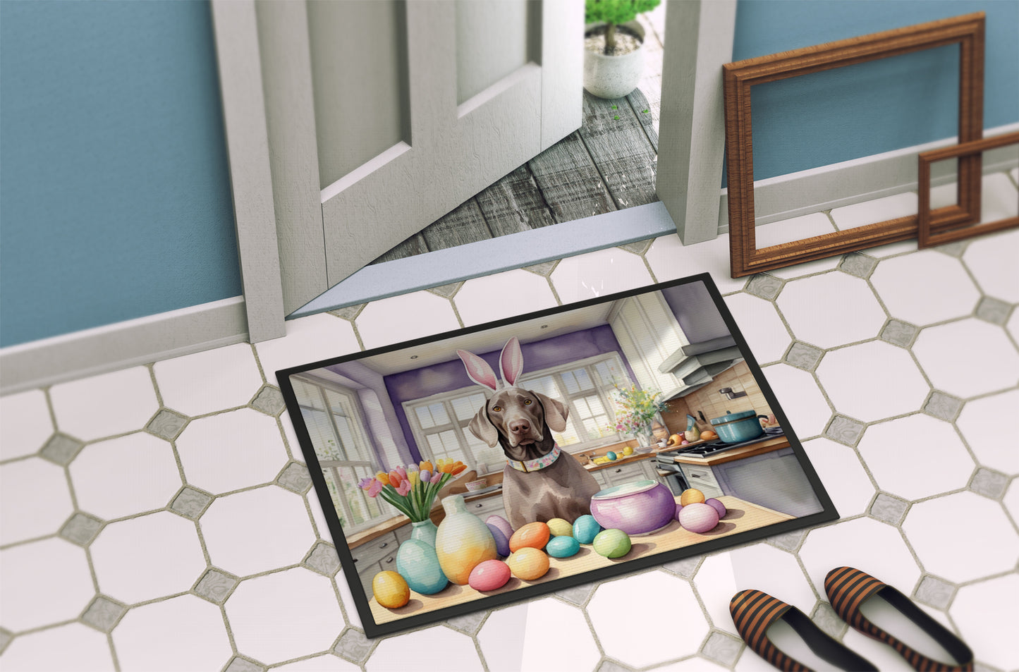 Decorating Easter Weimaraner Doormat