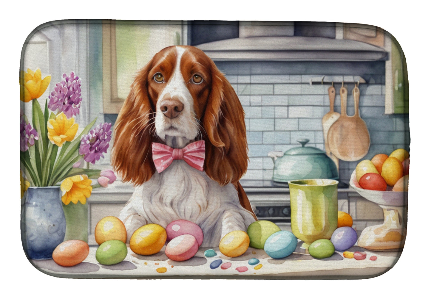 Buy this Decorating Easter Welsh Springer Spaniel Dish Drying Mat