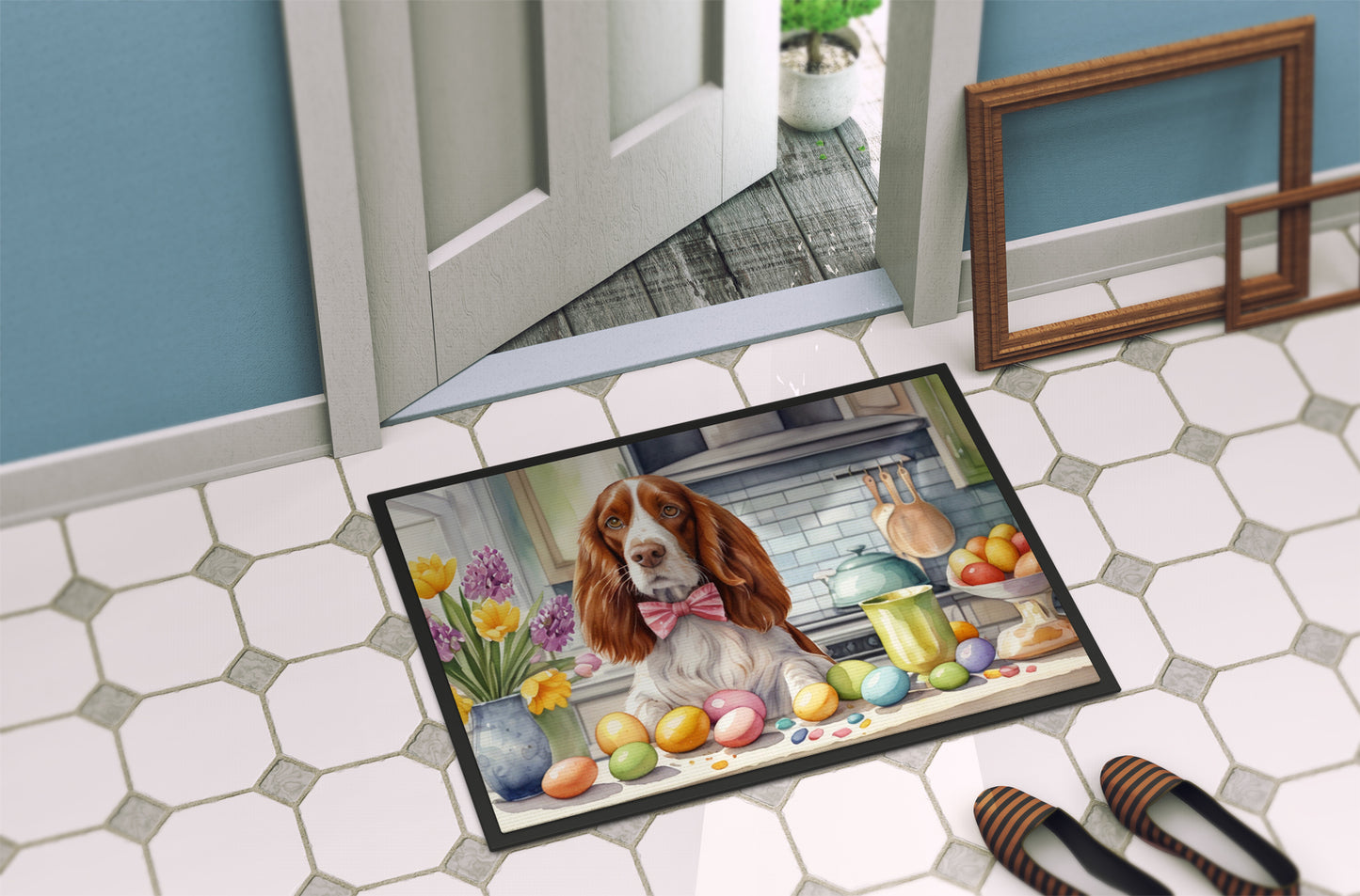 Decorating Easter Welsh Springer Spaniel Doormat