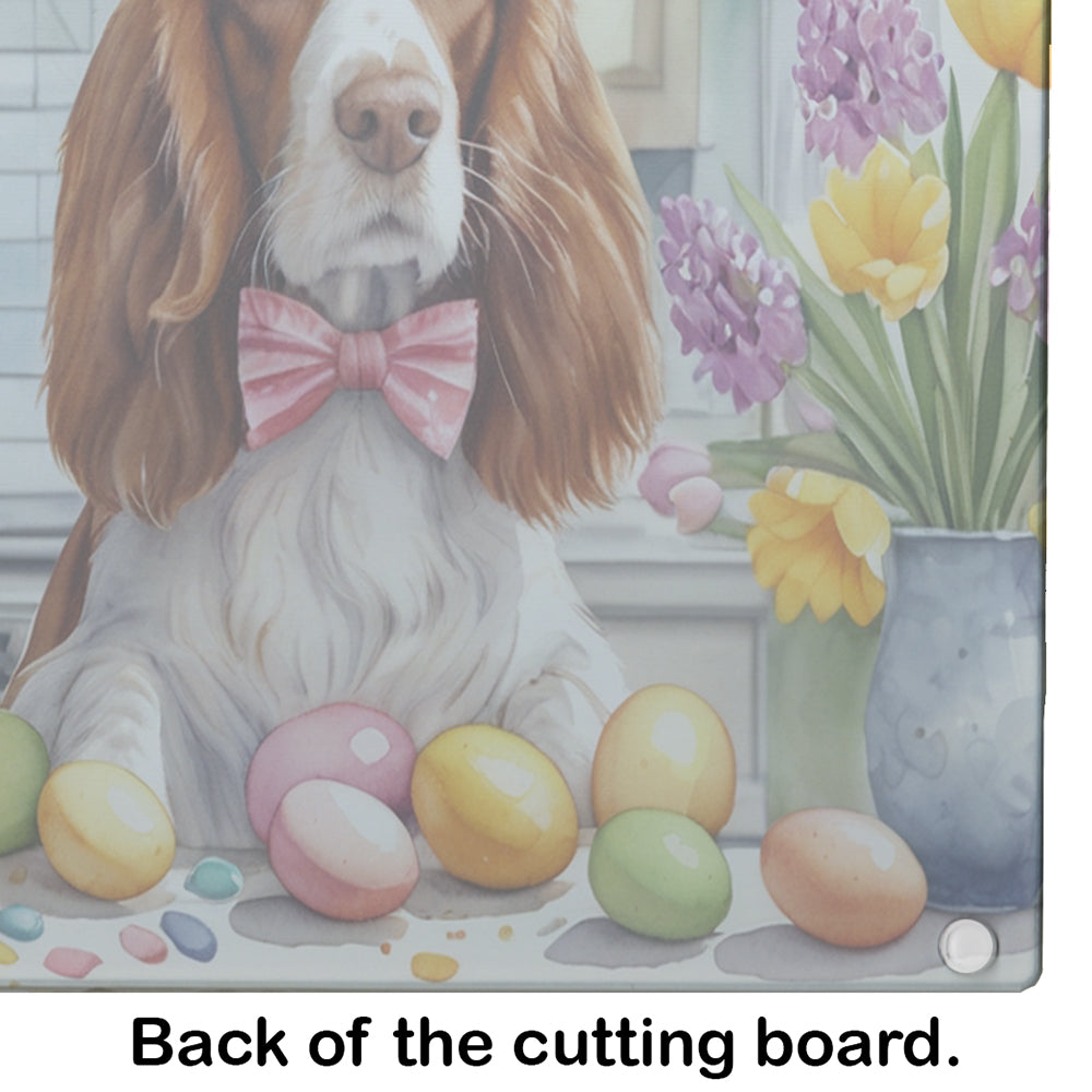 Decorating Easter Welsh Springer Spaniel Glass Cutting Board