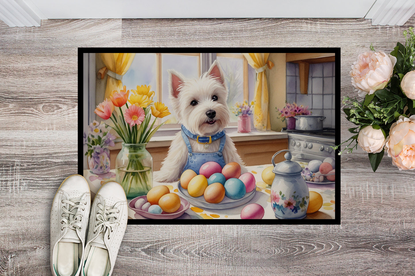 Decorating Easter Westie Doormat