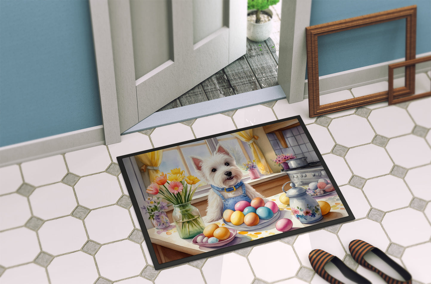 Decorating Easter Westie Doormat