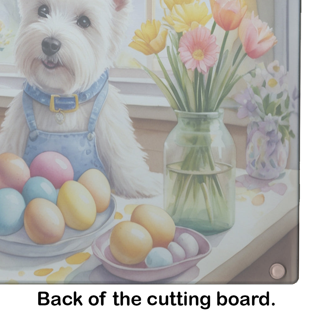 Decorating Easter Westie Glass Cutting Board