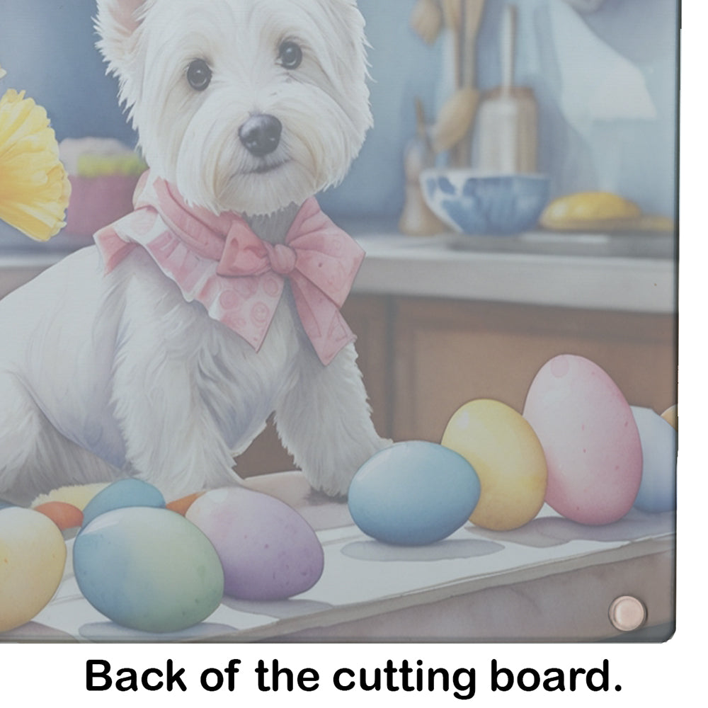 Decorating Easter Westie Glass Cutting Board