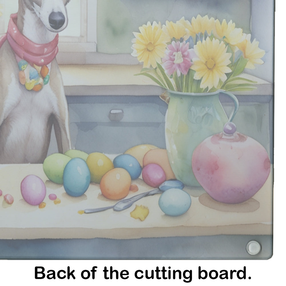 Decorating Easter Whippet Glass Cutting Board