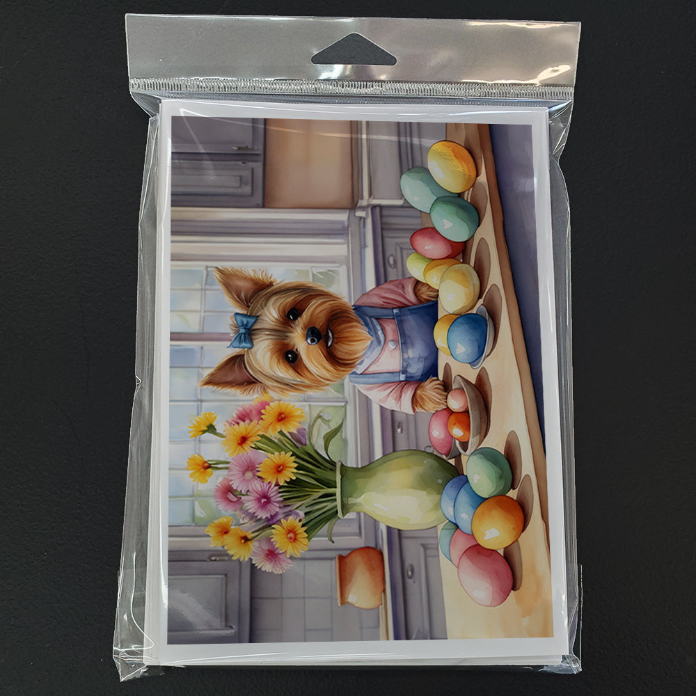 Decorating Easter Yorkshire Terrier Greeting Cards Pack of 8