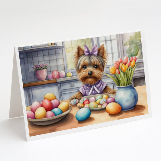 Buy this Decorating Easter Yorkshire Terrier Greeting Cards Pack of 8