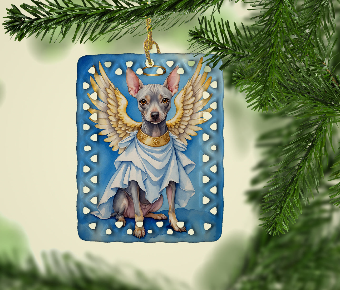 American Hairless Terrier My Angel Porcelain Ornament