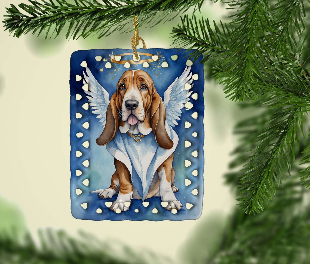 Basset Hound My Angel Porcelain Ornament