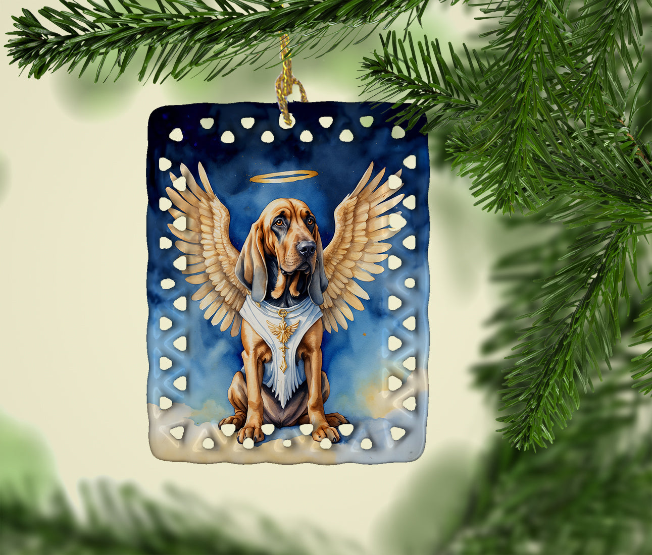 Bloodhound My Angel Porcelain Ornament