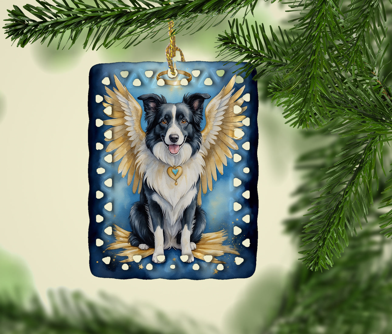 Border Collie My Angel Porcelain Ornament