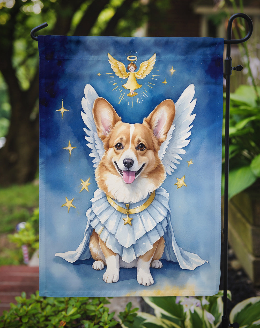 Corgi My Angel Garden Flag