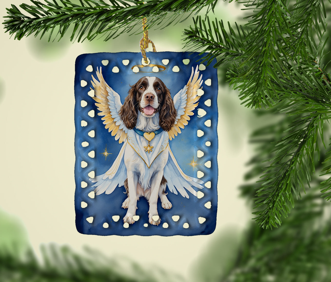 English Springer Spaniel My Angel Porcelain Ornament