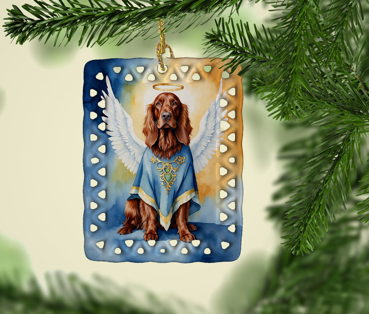 Irish Setter My Angel Porcelain Ornament