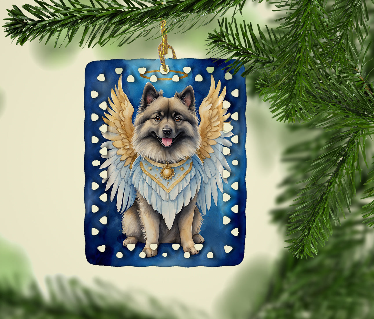 Keeshond My Angel Porcelain Ornament