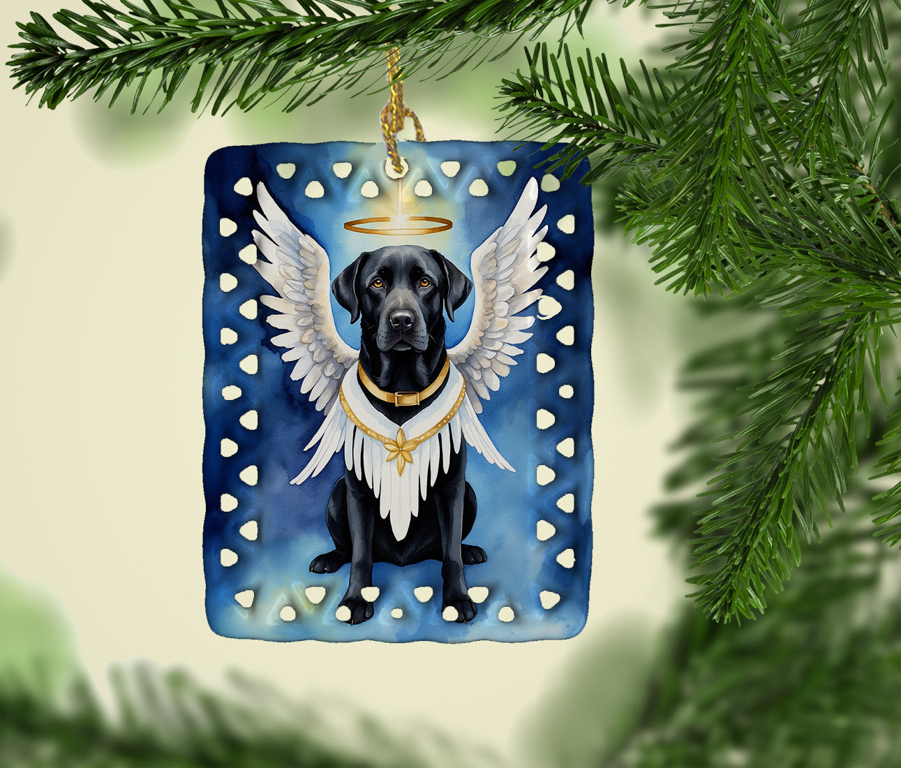 Black Labrador Retriever My Angel Porcelain Ornament