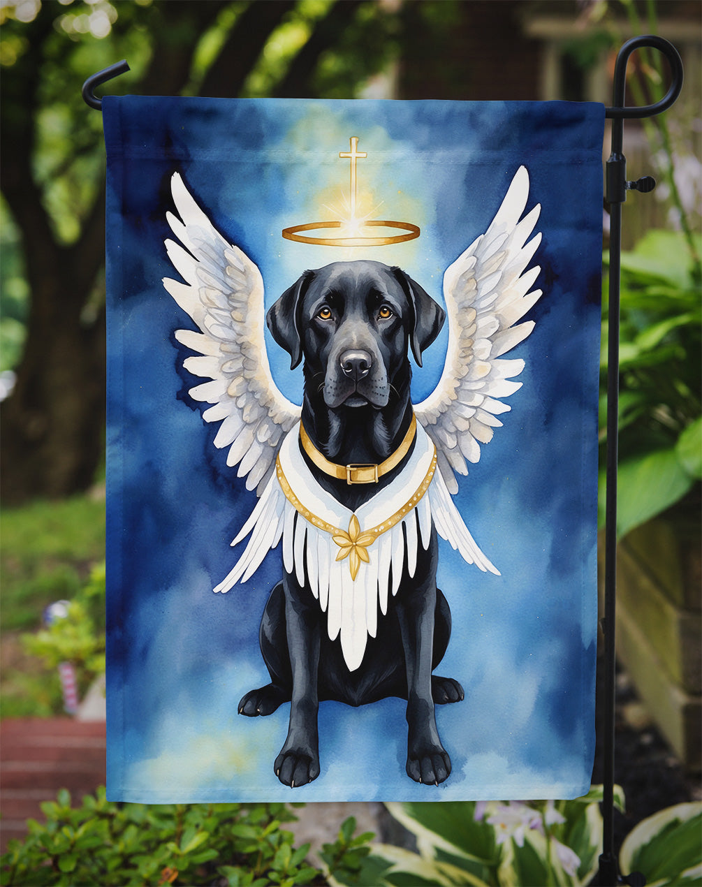 Black Labrador Retriever My Angel Garden Flag