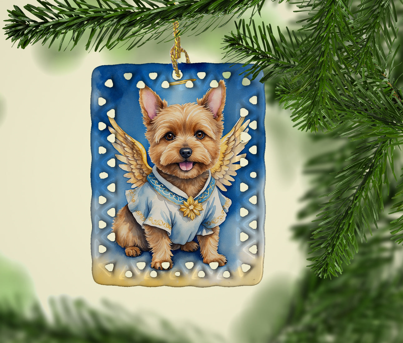 Norwich Terrier My Angel Porcelain Ornament