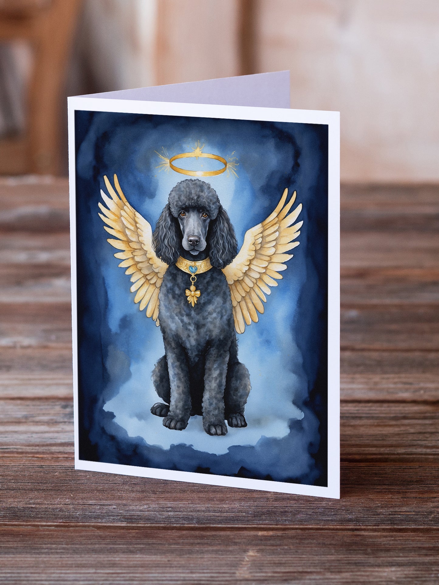 Black Poodle My Angel Greeting Cards Pack of 8