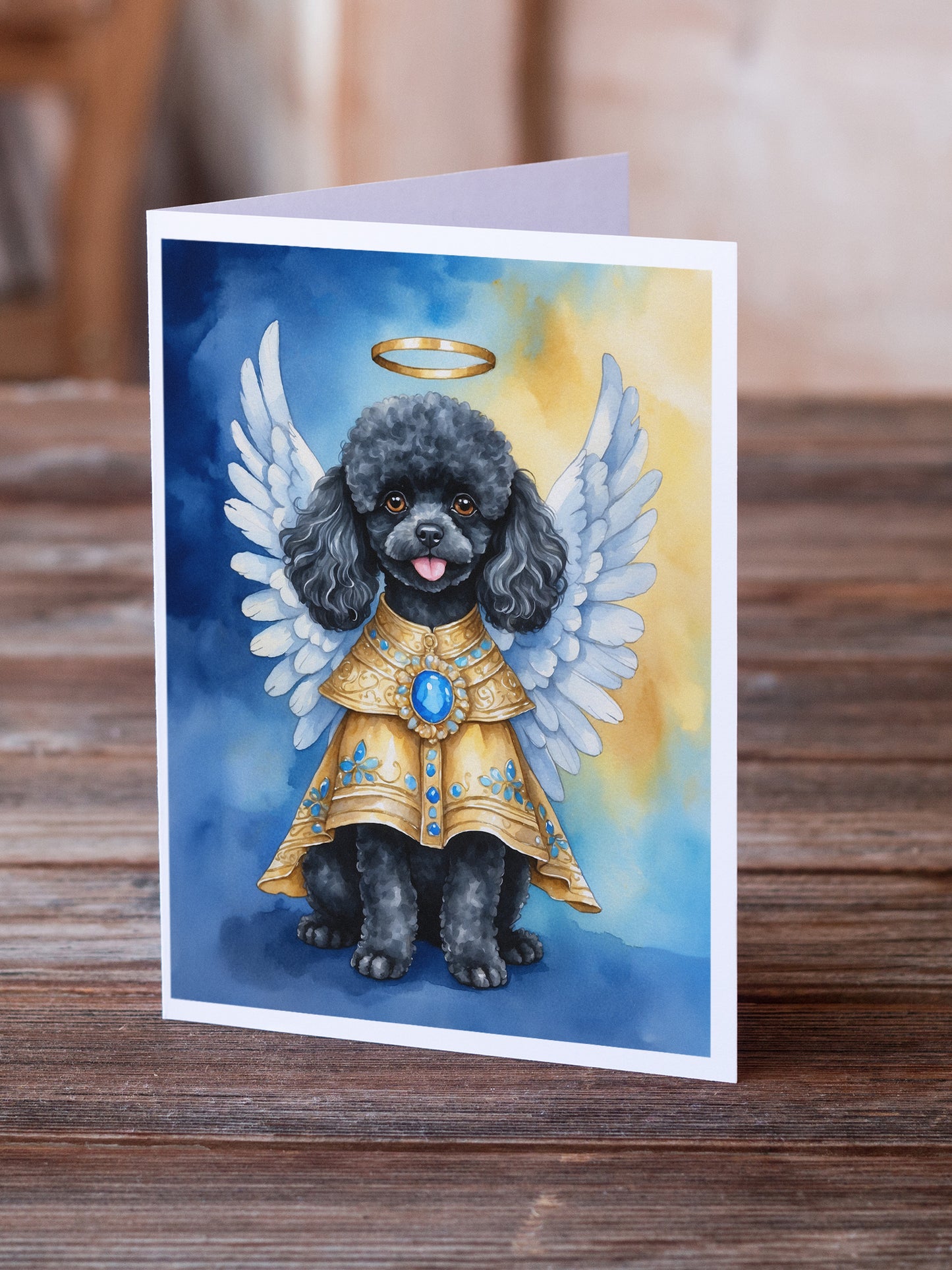 Black Poodle My Angel Greeting Cards Pack of 8