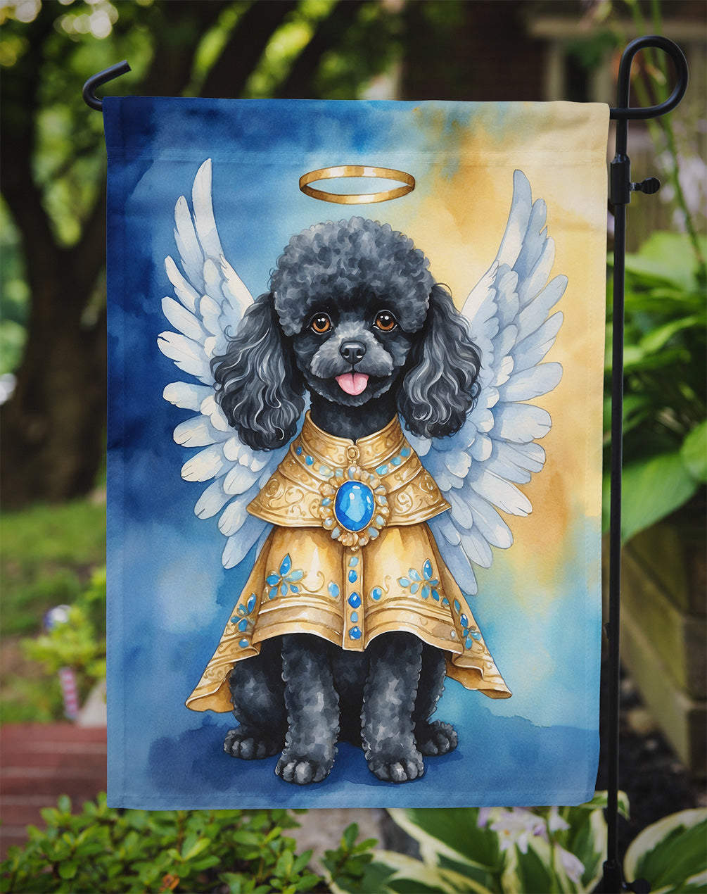 Black Poodle My Angel Garden Flag