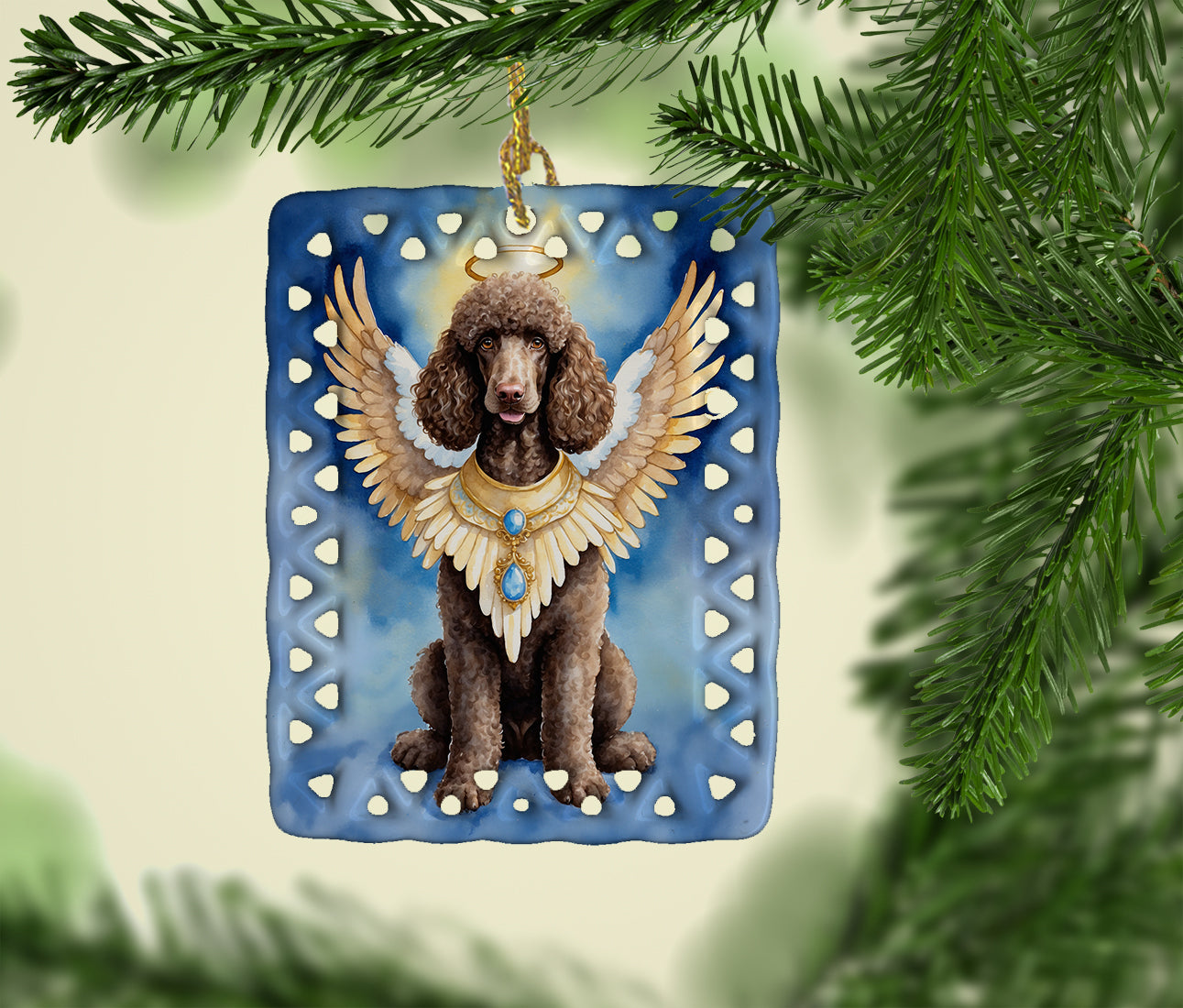 Chocolate Poodle My Angel Porcelain Ornament