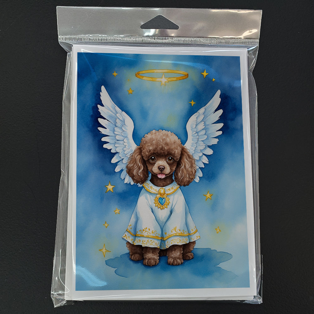 Chocolate Poodle My Angel Greeting Cards Pack of 8