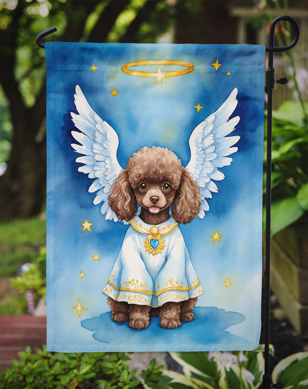 Chocolate Poodle My Angel Garden Flag