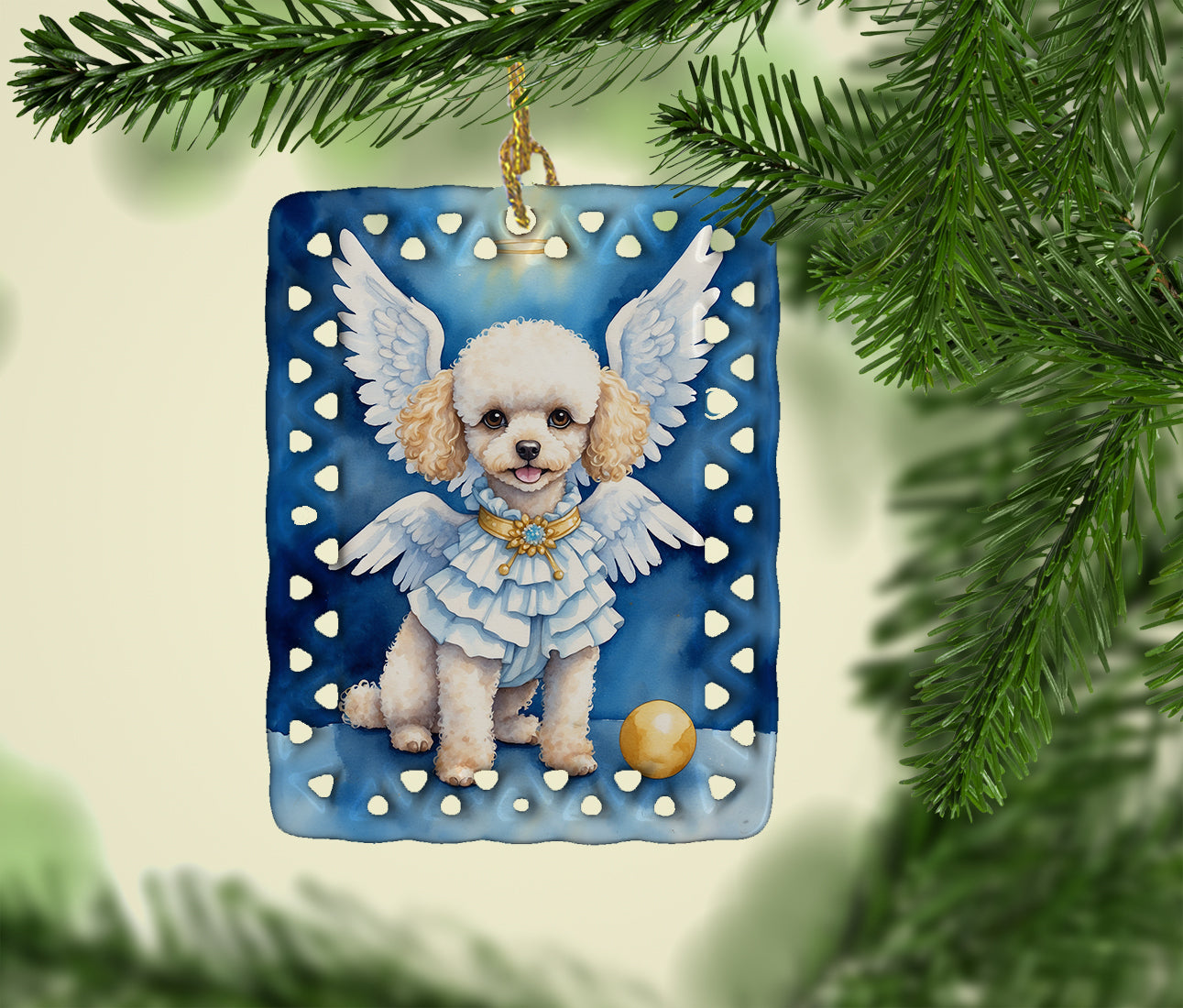 Poodle My Angel Porcelain Ornament