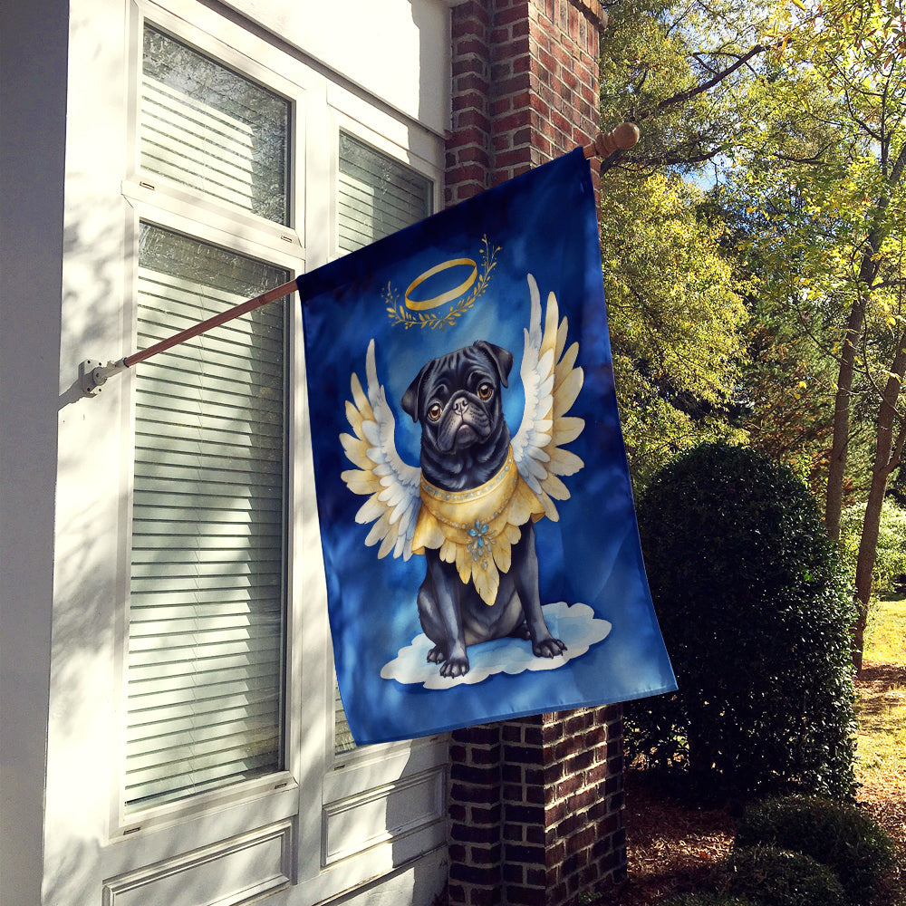 Black Pug My Angel House Flag