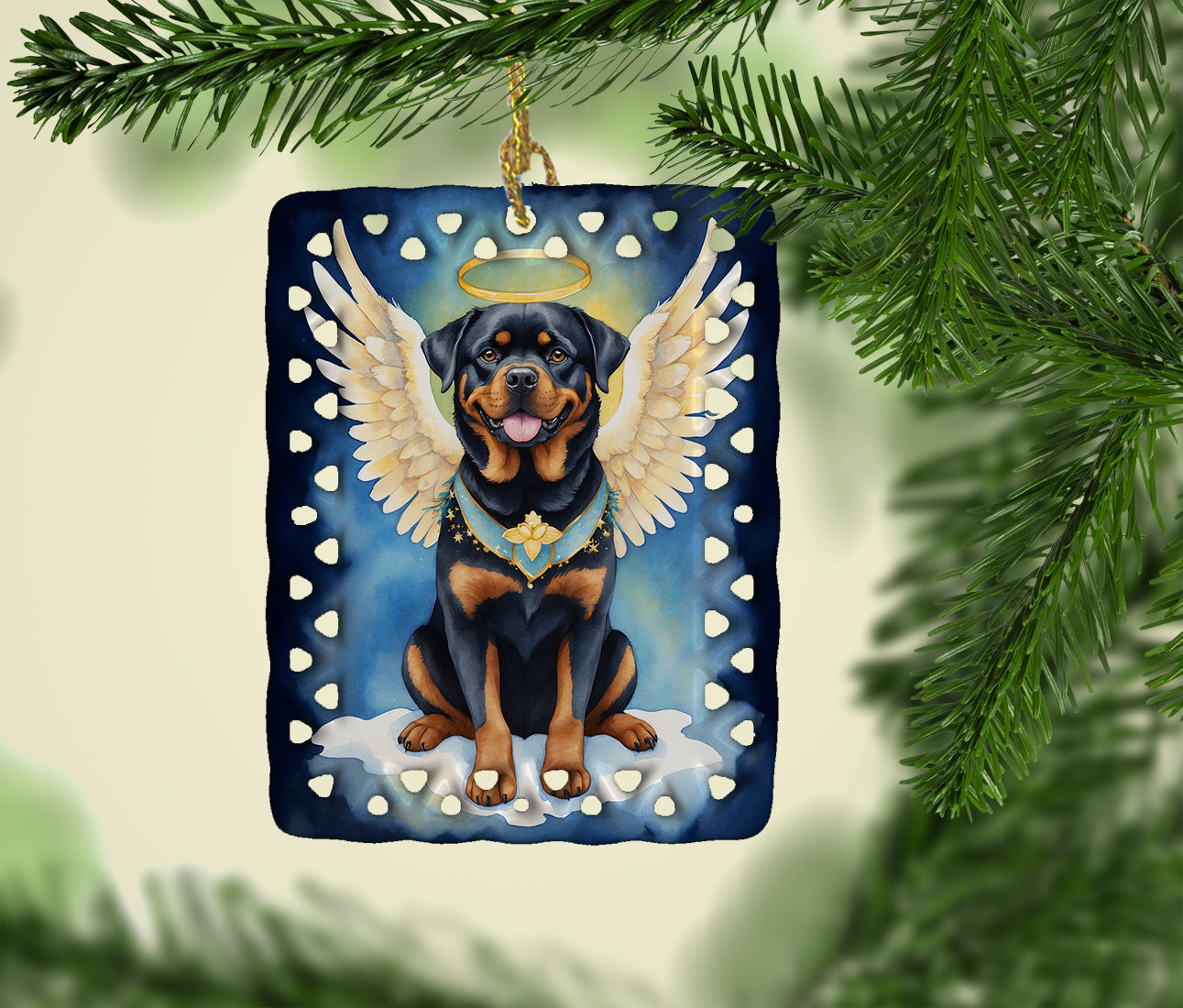 Rottweiler My Angel Porcelain Ornament