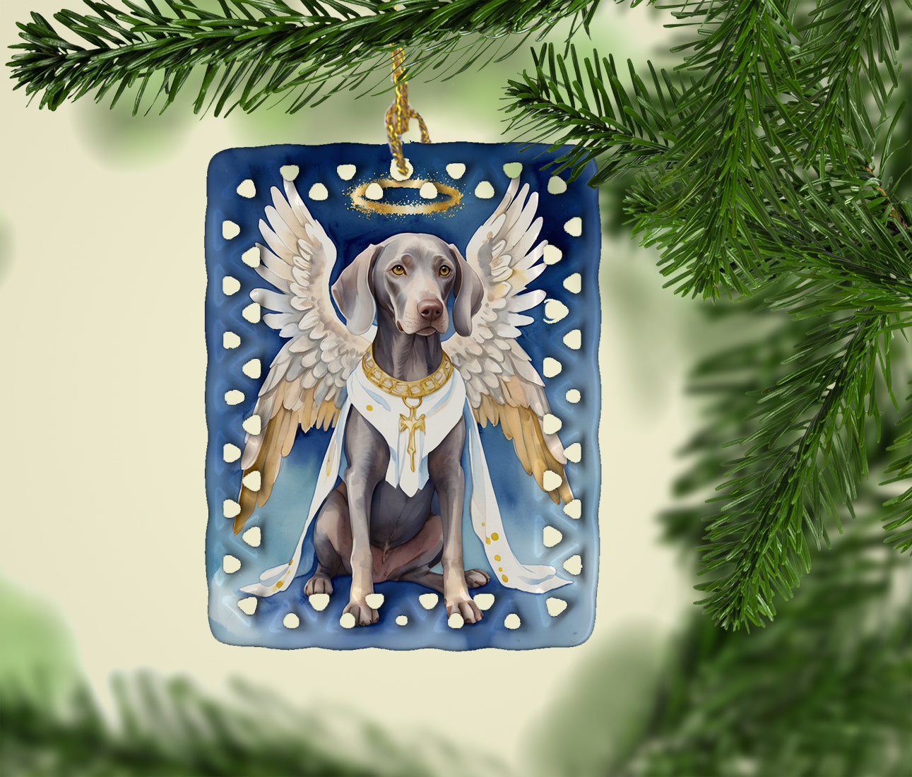 Weimaraner My Angel Porcelain Ornament