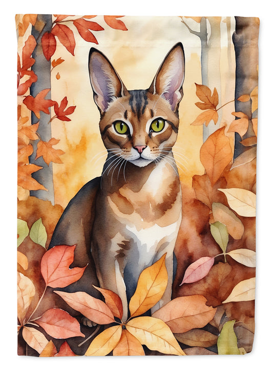 Buy this Abyssinian Cat in Fall Leaves House Flag