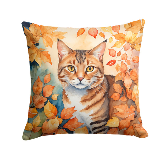 Buy this Aegean Cat in Fall Leaves Throw Pillow