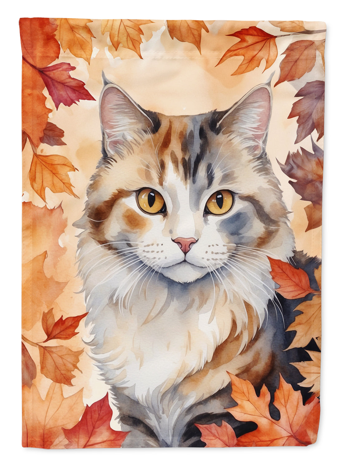 Buy this American Curl Cat in Fall Leaves Garden Flag