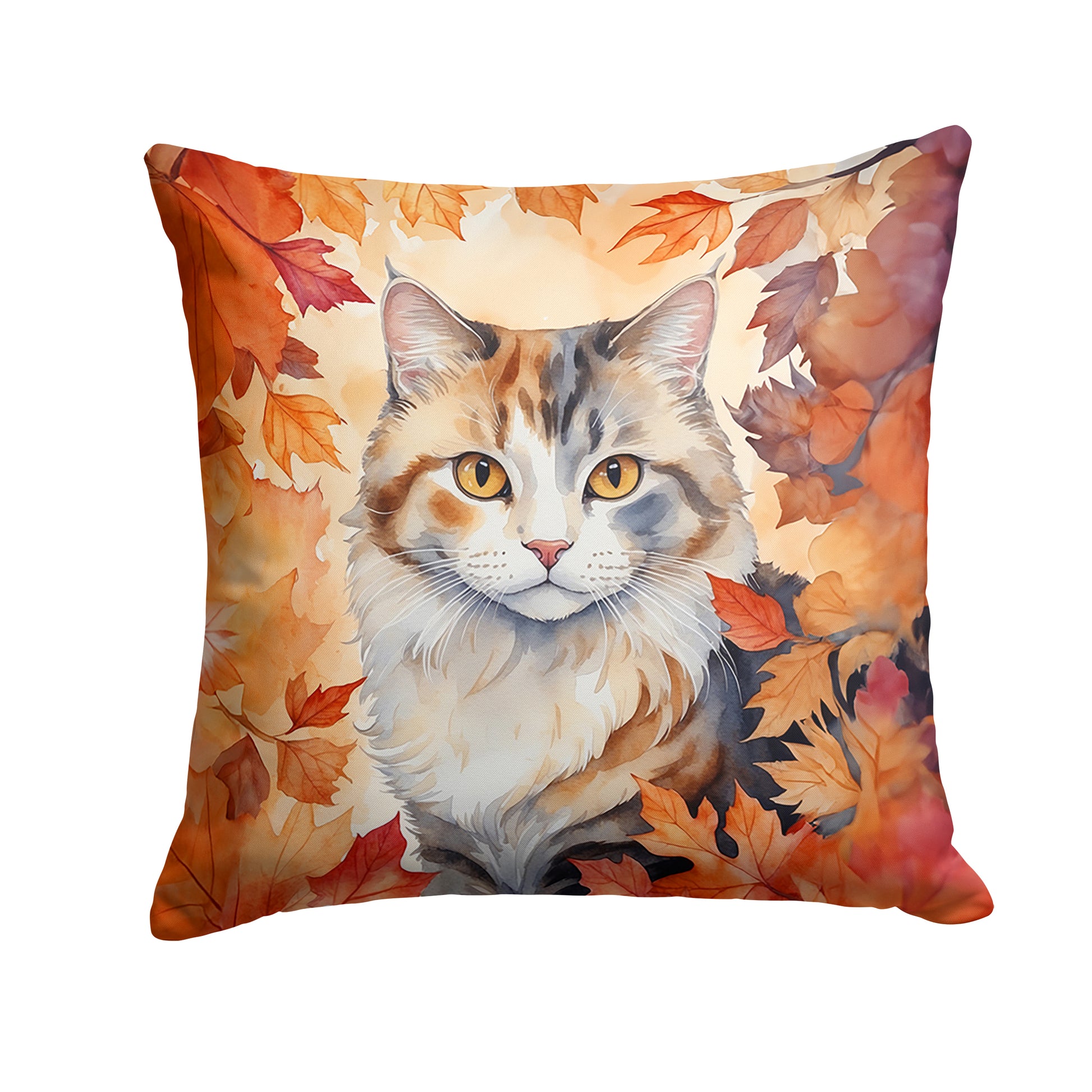 Buy this American Curl Cat in Fall Leaves Throw Pillow