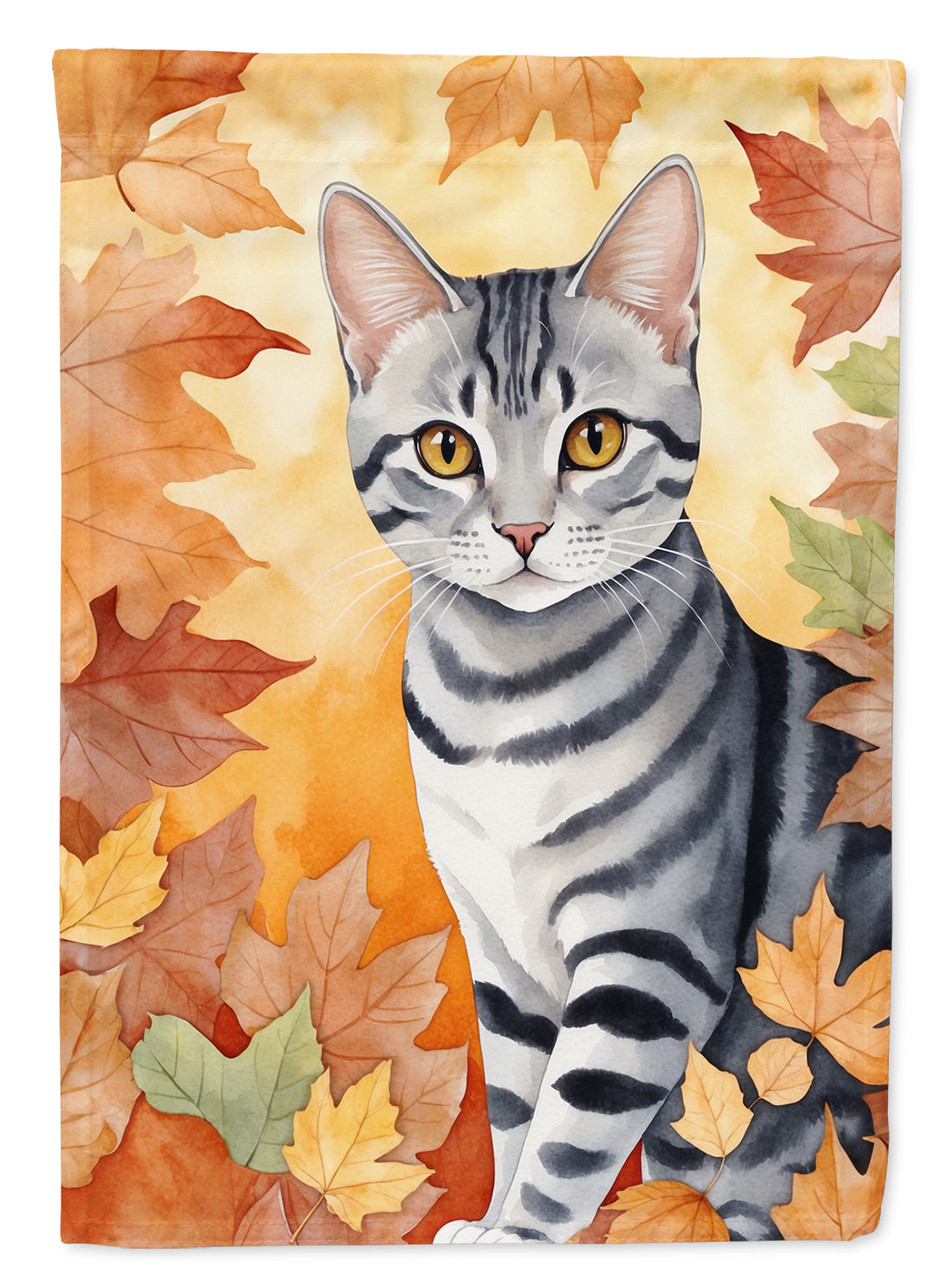 Buy this American Shorthair Cat in Fall Leaves House Flag