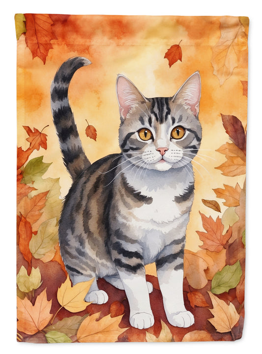 Buy this American Wirehair Cat in Fall Leaves Garden Flag