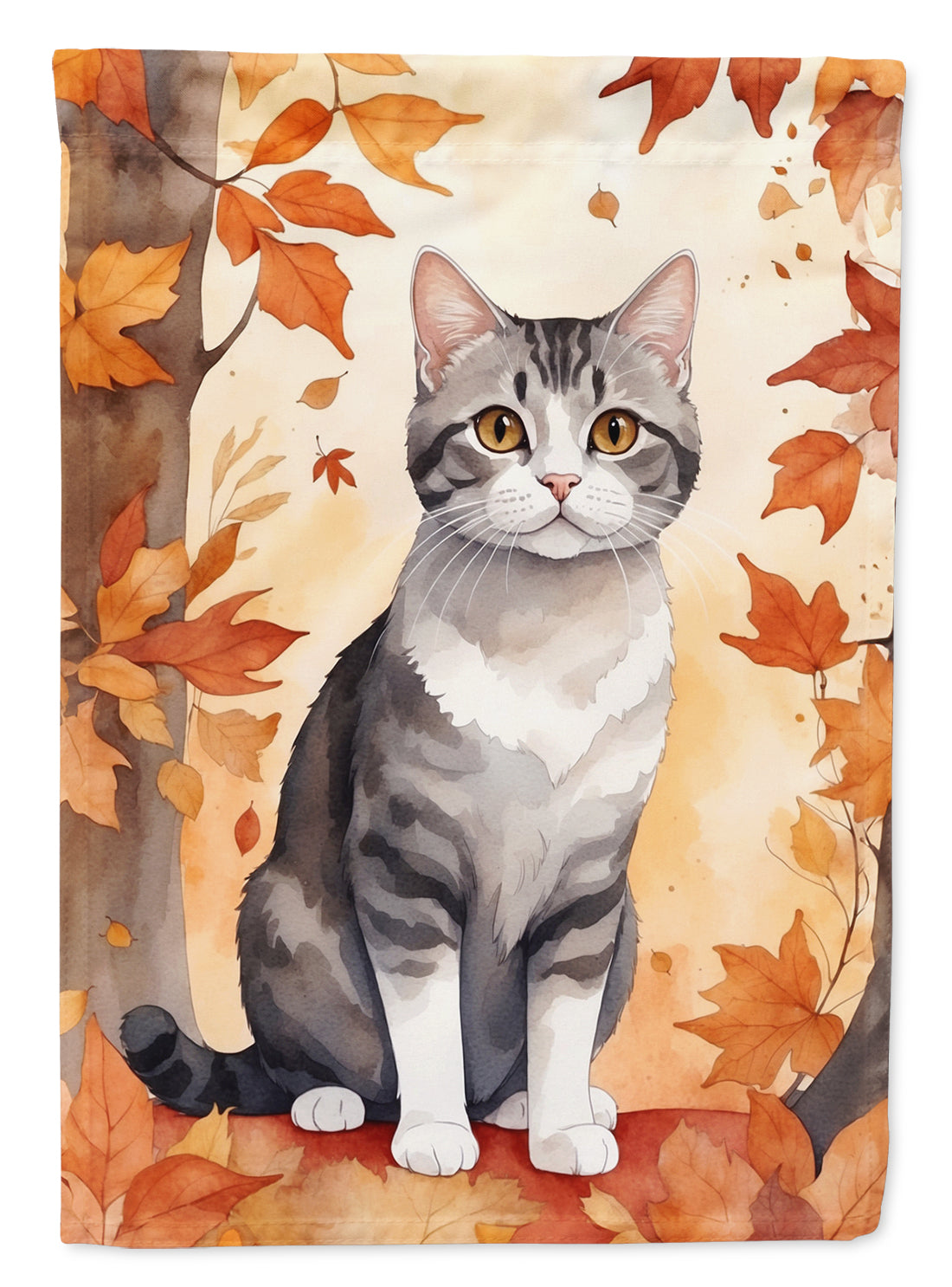 Buy this American Wirehair Cat in Fall Leaves House Flag