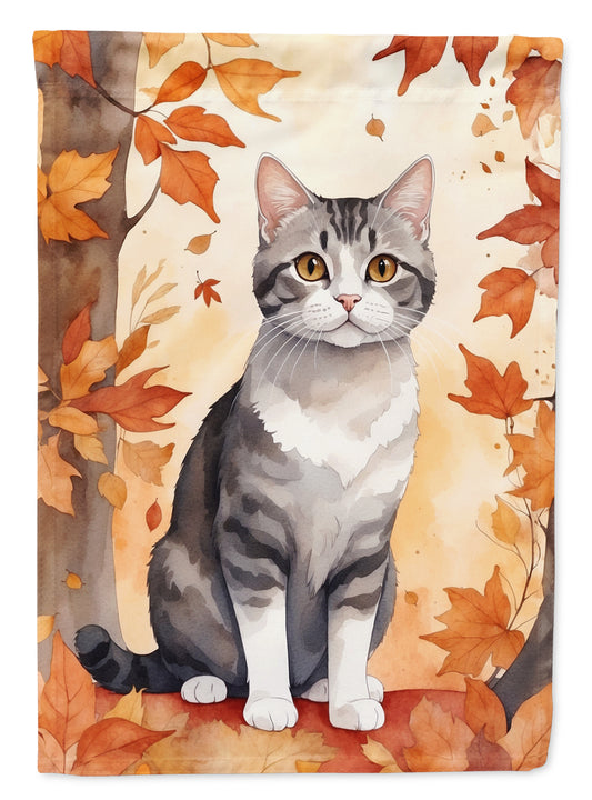 Buy this American Wirehair Cat in Fall Leaves Garden Flag