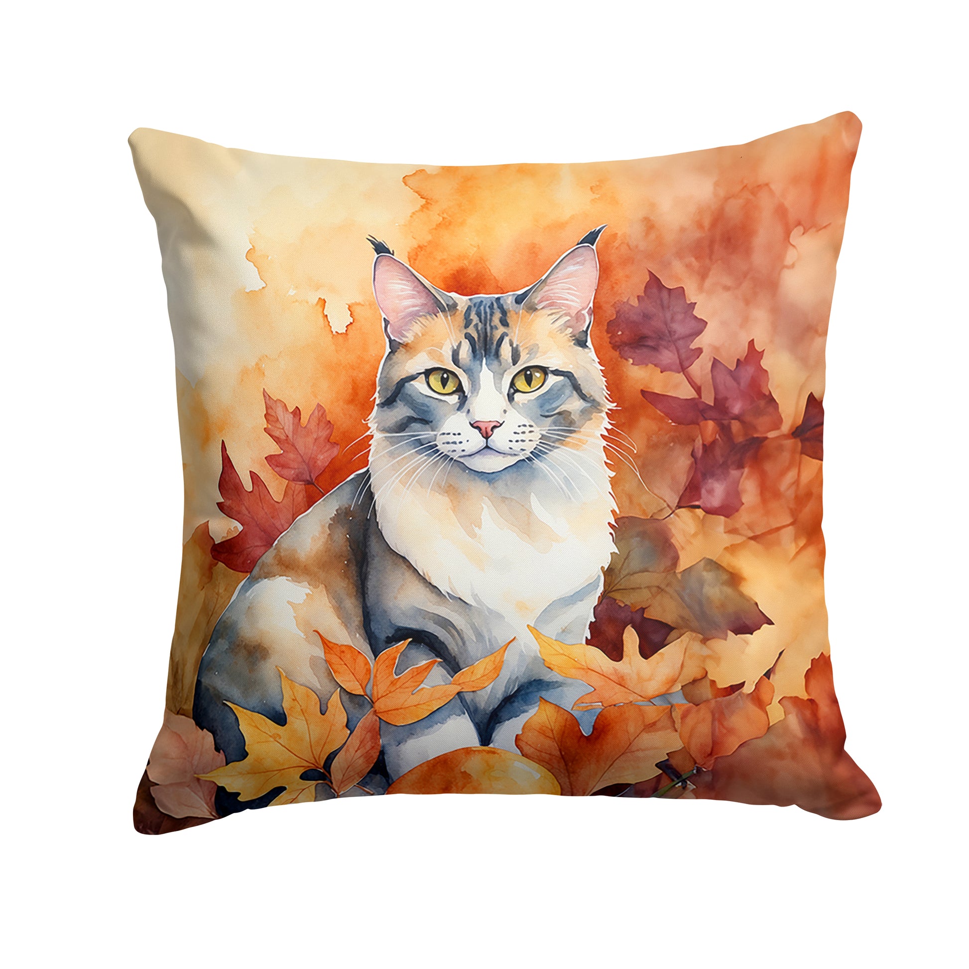 Buy this Aphrodite Giant Cat in Fall Leaves Throw Pillow