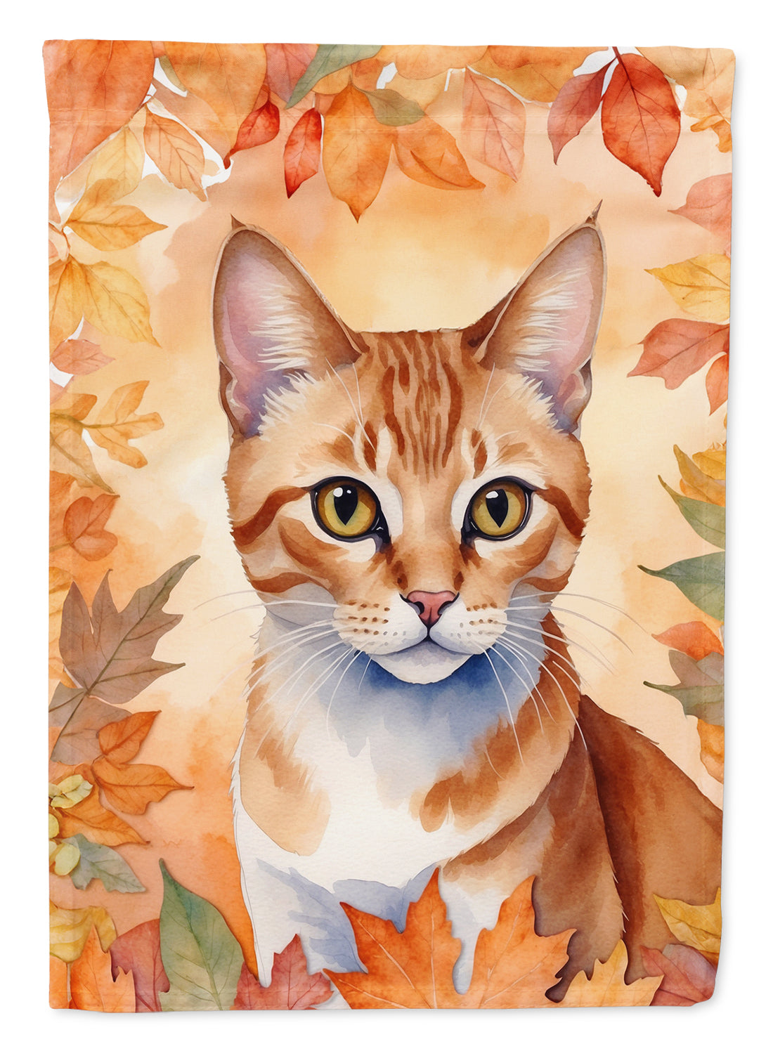 Buy this Arabian Mau Cat in Fall Leaves Garden Flag