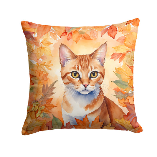 Buy this Arabian Mau Cat in Fall Leaves Throw Pillow